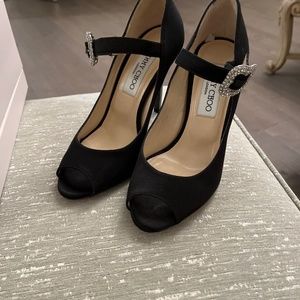 Jimmy Choo Black Satin Pumps
